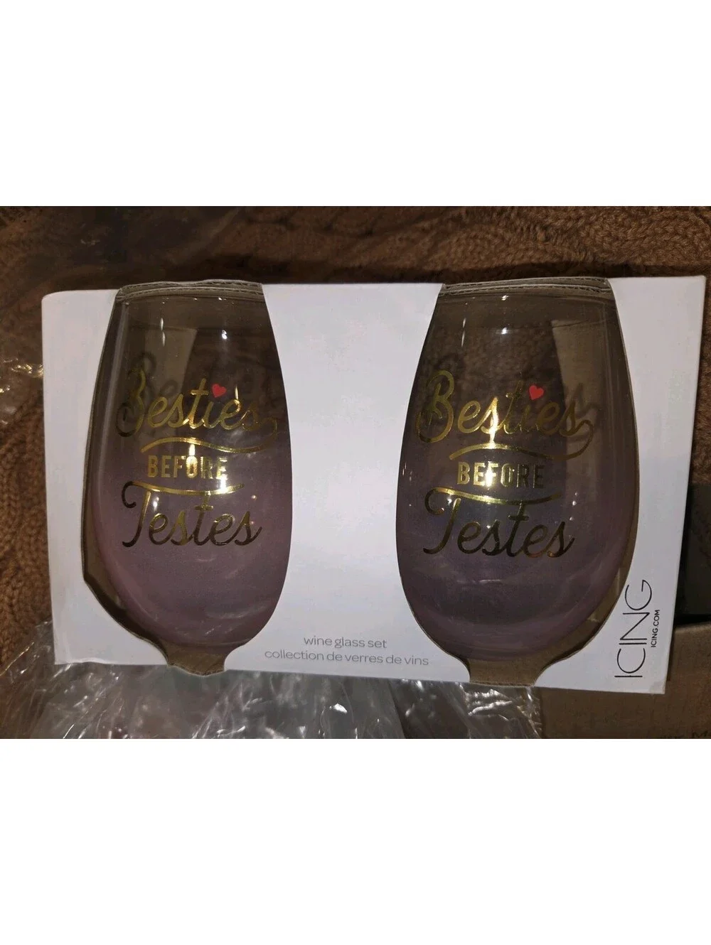 Besties before testes Wine glass